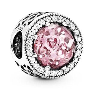 Pandora 925 Sterling Silver Bead Charms CRYSTAL RADIANT HEARTS LIGHT PINK